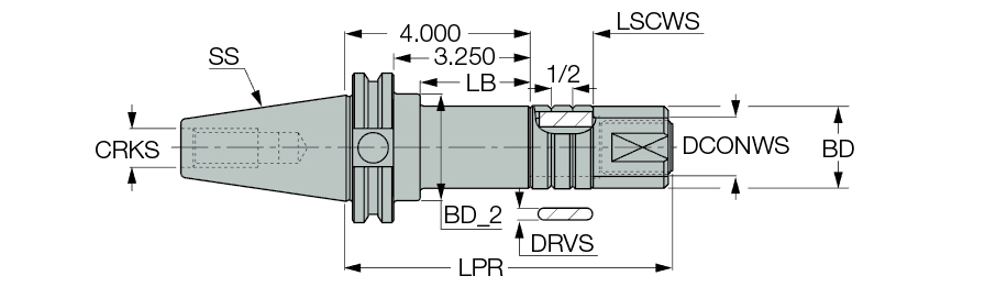 CAT40 STUB 1-1/4X4.000