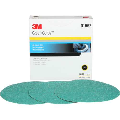 3M™ Green Corps™ Stikit™ Disc 255U, 01552, 8 in, 24E, 20 discs per
carton, 5 cartons per case